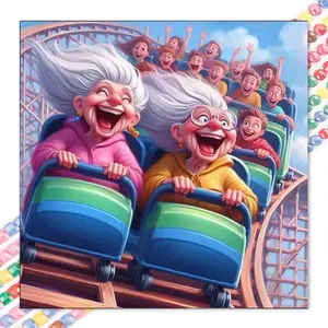 1 DIY diamond painting kit, 5D diamond art set, DIY decoration, roller coaster, laughter, fast-paced diamond painting set with full round diamonds, mosaic, diamond art, DIY home decoration, Wall Art Painting, suitable for Christmas.