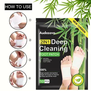 Natural Bamboo Detox Foot Pads-10 Pack with Ginger Powder for Enhanced Sleep & Foot Padsfor Detoxification, Relaxation, and Wellness Therapy