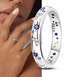925 Sterling Silver Celestial Sparkle Ring For Women Men Jewelry Gifts