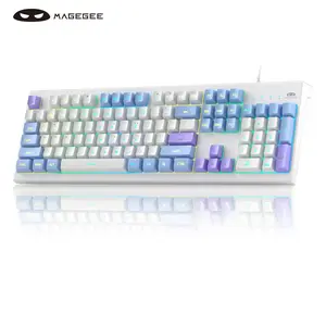 MageGee Creamy K2 RGB Wired Keyboard - Ergonomic 104 Keys with Anti-Ghosting, Foldable Bracket, Double Injection Keycaps & Multi-OS Compatibility for Gaming/Office