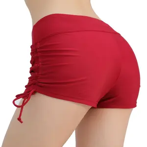Women’s Swim Shorts, High Waist Sides Drawstring Stretch Sports Boyshorts Bathing Suit Tankini Bottoms