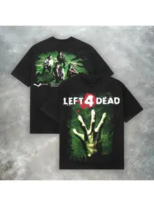 Left 4 Dead Valve T-Shirt Retro Y2K Zombie Shooter Video Game T-Shirt Summer Casual Streetwear Round Neck Men's Women's Loose Breathable T-Shirt Top
