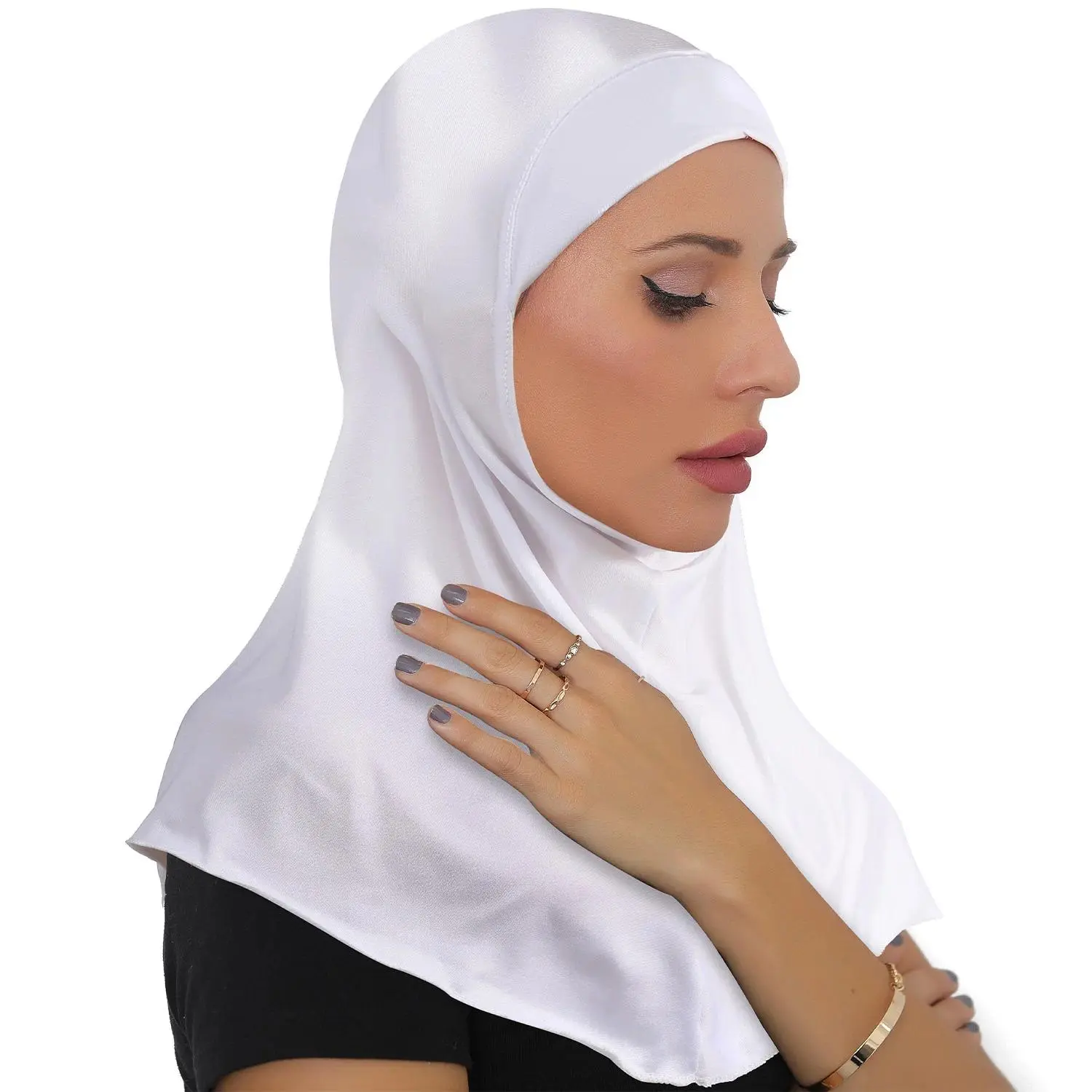 Women's Solid Color Hemp Instant Hijab - Casual, Pinless, Ready-To-Go Neck Cover for Sports - Islamic Scarf Shawl Wrap