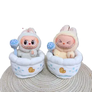 [Clothes Only] Labubu Mini Shower Bathtub – Doll Accessory for V1 V2 V3 17cm Labubu Dolls, Also Fits Nunu Chiikawa Plush Dolls | Cute Creative Desktop Ornament