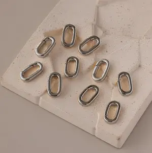 Multipurpose Charm Hoop Clasp Set in Silver by Caitlyn Minimalist - Set of 10: Oval Carabiner Charms for Necklace - Silver Charm Jewelry - Gift for Her