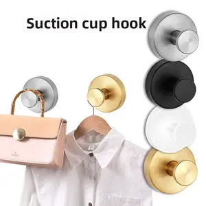 Stainless Steel Suction Cup Hooks Strong Hold No Drill Wall Hooks for Kitchen Bathroom Glass Tile Shower Towel Hanger Organizer