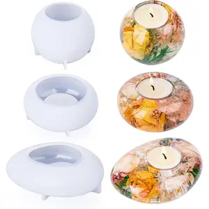 3 sizes Tealight Candle Holder Resin Molds Silicone - Tea Light Candle Holder Molds for Resin,Plaster,Cement Concrete,Epoxy Molds for DIY Home Décor,Great for Beginners (3Pcs)