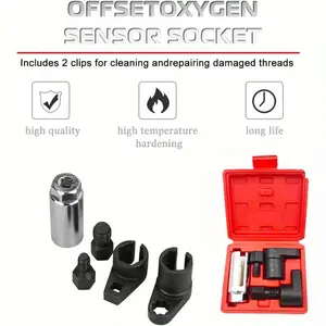 5-Pack Car Oxygen Sensor Socket Removal Wrench Tools, Car Oxygen Sensor Socket Removal Tool Wrench and Thread Chaser Set Precision Work Essential Tools