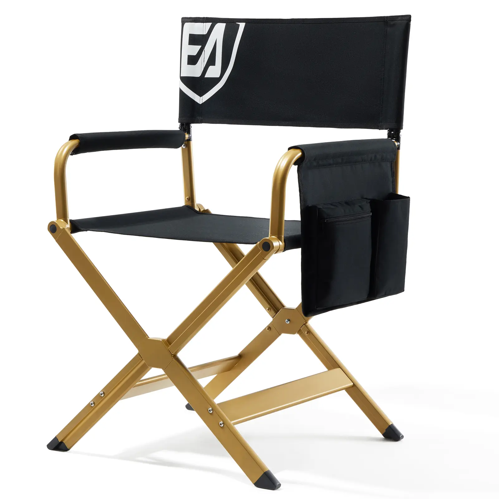 EVER ADVANCED Aluminum Directors Chair, Folding Studio Movie Chairs Camping Event Vendor Chair, 19" Seat Height Black Fabric/White Frame, Support 350lbs
