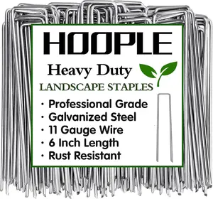 6 Inch Landscape Staples, Garden Stakes Galvanized Tent Stakes Heavy Duty 11 Gauge Anti-Rust Staples for Plant Cover, Turf, Fence, Grass Decoration