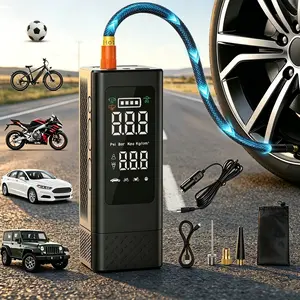 150PSI Wireless Car Tire Inflator, Dual Digital Display Screen, 6000mAh Large Capacity Battery, 3X Fast Inflation & Auto Shut Off, Portable Air Compressor with LED Light, Suitable for Car Bike Ball Inflation, Ideal Perfect Gift！
