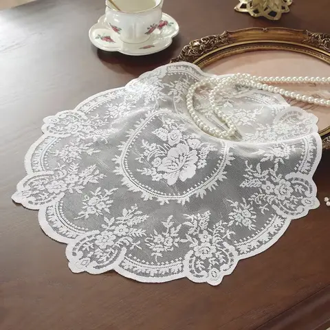 1pc French Lace Embroidered Table Mat, Elegant Dining Accessory, Perfect for Home and Kitchen, Durable and Well-Designed, Kitchenware, Embroidery, Placemat, Dining Table Mats, Table Placemats, Household Placemat