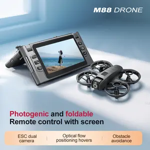 M88 Drone with Foldable Screen Remote (Takes Photos Separately), HD Dual Camera, Obstacle Avoidance, Optical Flow Hover, 50X Zoom, Gesture Control, Trajectory Flight, 360° Roll, 30min Flight, 200m Range for Adults Remote-Controlled
