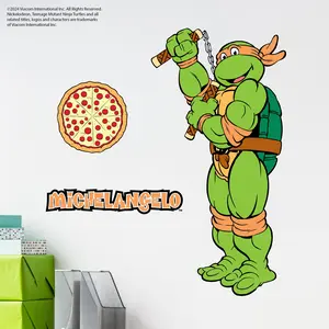 Wall Palz Teenage Mutant Ninja Turtles Michelangelo Wall Decal 20" Tall Officially Licensed by Nickelodeon USA Made Vibrant Detailed Decal for Kids Room Playroom