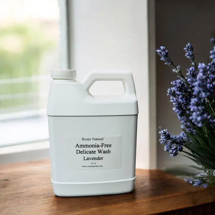 Roses Natural Ammonia-Free Delicate Wash Lavender - Gentle & Effective Formula for Silk, Lace, Wool, Lingerie, Baby Clothes - Safe for Hand & Machine Washing - 32 oz Bottle