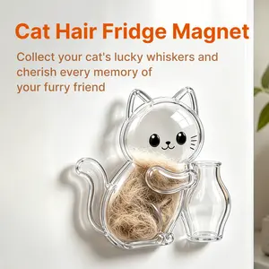 Cat Hair & Whisker Keepsake Fridge Magnet - Pet Memorial Accessory for Cat Parents, Fully Transparent, Strong Magnetic Backing, Adorable Shape, Safe Eco-Friendly ABS Material