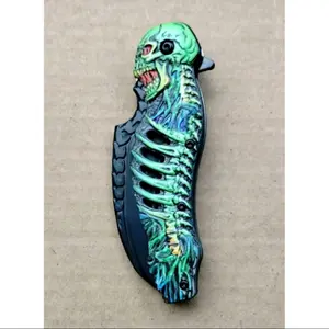 Zombie Apocalypse Spring Assist Knife Metal Handle Custom Blade Pocket Clip
