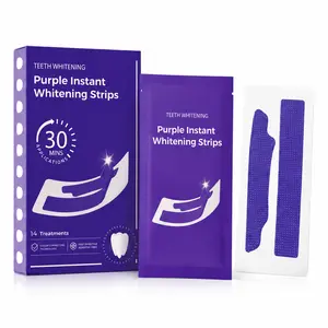 Color Correcting Teeth Whitening Strips, Purple Honeycomb Gel Strips with Mint Flavor, 14 Pairs for 30-Minute Rapid Brightening, Easy Application for Coffee Lovers and Dates, Perfect Gift