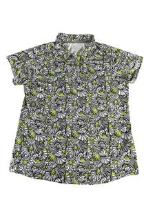 Bette & Court Polo Shirt Mens XL Black White Green Pattern Performance Golf Top