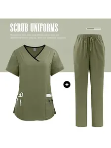 Nurse Uniform Medical Beauty SPA Uniform Dental Scrub Nursing Healthcare Scrubs Set Women Surgical Gown Top+pants Suit Wholesale