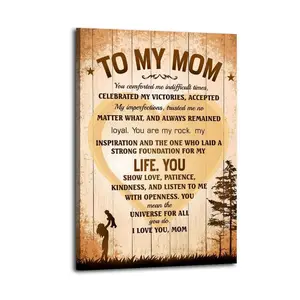 To My Mom Artistic Wall Decor, Waterproof Canvas Poster, Cute And Vibrant Poster for Bathroom, Living Room, Bedroom, Dorm, A Perfect Gift Idea for Home Decor