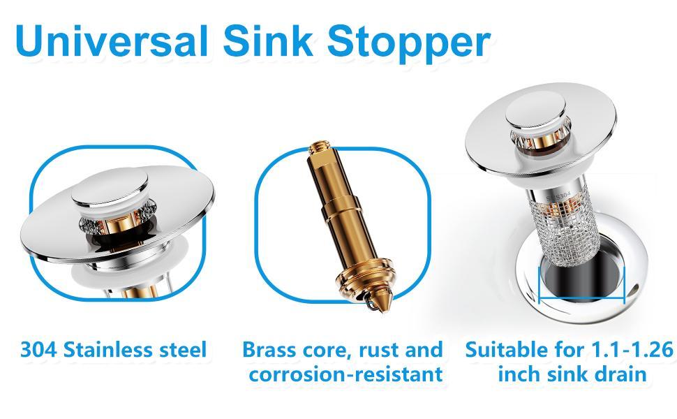 Bathroom Sink Stopper, Universal Drain Filter with Hair Strainer, Universal Bathroom Sink Drain Pop Up Stopper for Stainless Steel Floor Drain Filter Bathroom Sink Stopper, Universal Drain Filter with Hair Strainer, Universal Bathroom Sink Drain Pop Up Stopper for Stainless Steel Floor Drain Filter