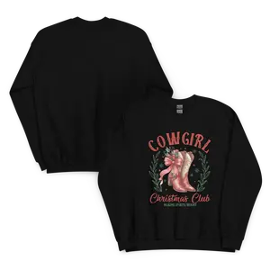 Cowgirl Christmas Club Sweatshirt – Making Spirits Bright – Festive Holiday Crewneck for Women, Cute Western Christmas Outfit, Cozy Winter Apparel, Ready to Ship