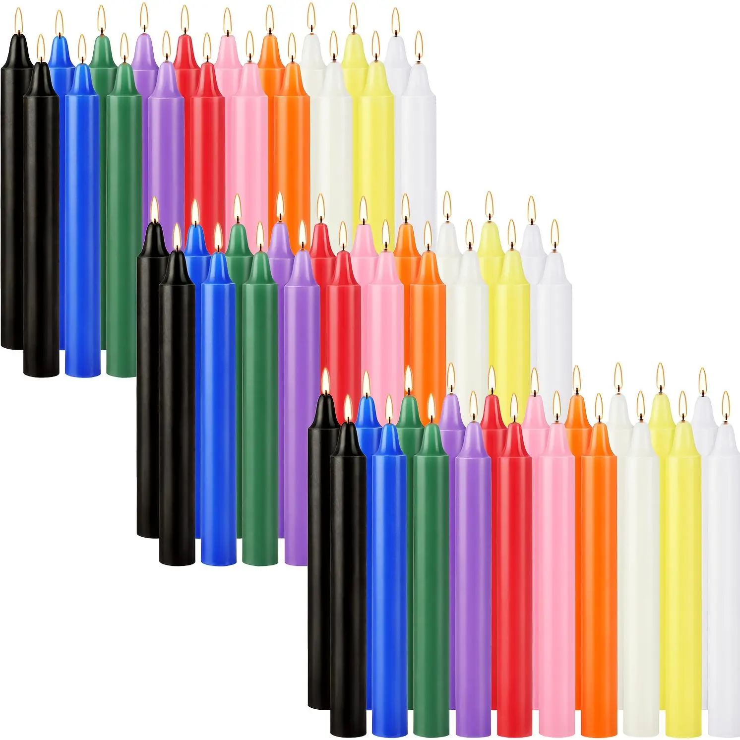 60-Pack Unscented Paraffin Mini Taper Spell Candles - 4-Inch Tall Multi-Colored Decorative Sticks for Home, Wedding Decorations (10 Colors)