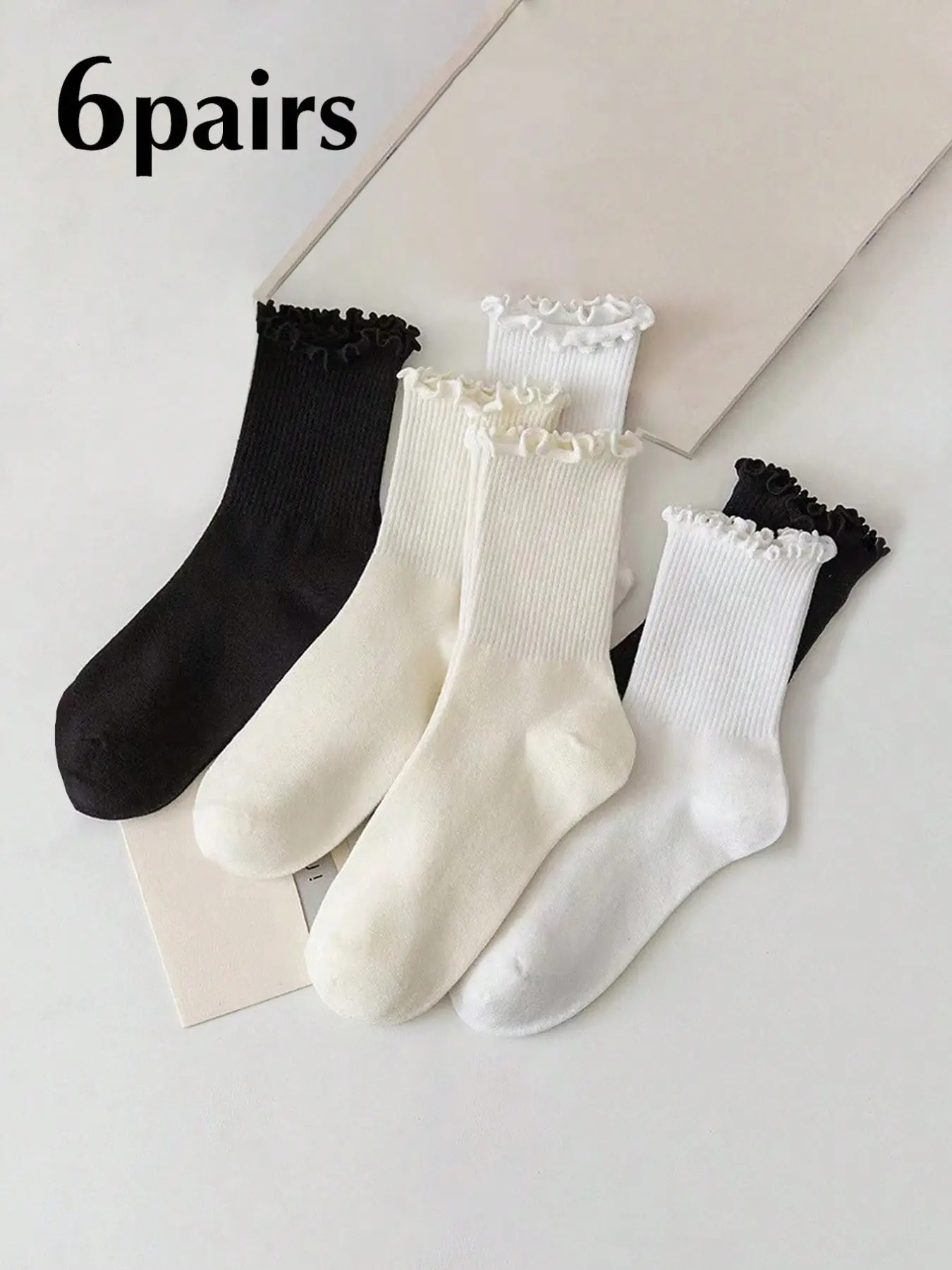 3/6 Pairs Lace Trim Mid-Calf Socks for Women, Fitted Comfortable Simple Casual Fashionable Design, Perfect for Daily Wear and School Outings, Casual Comfy Socks