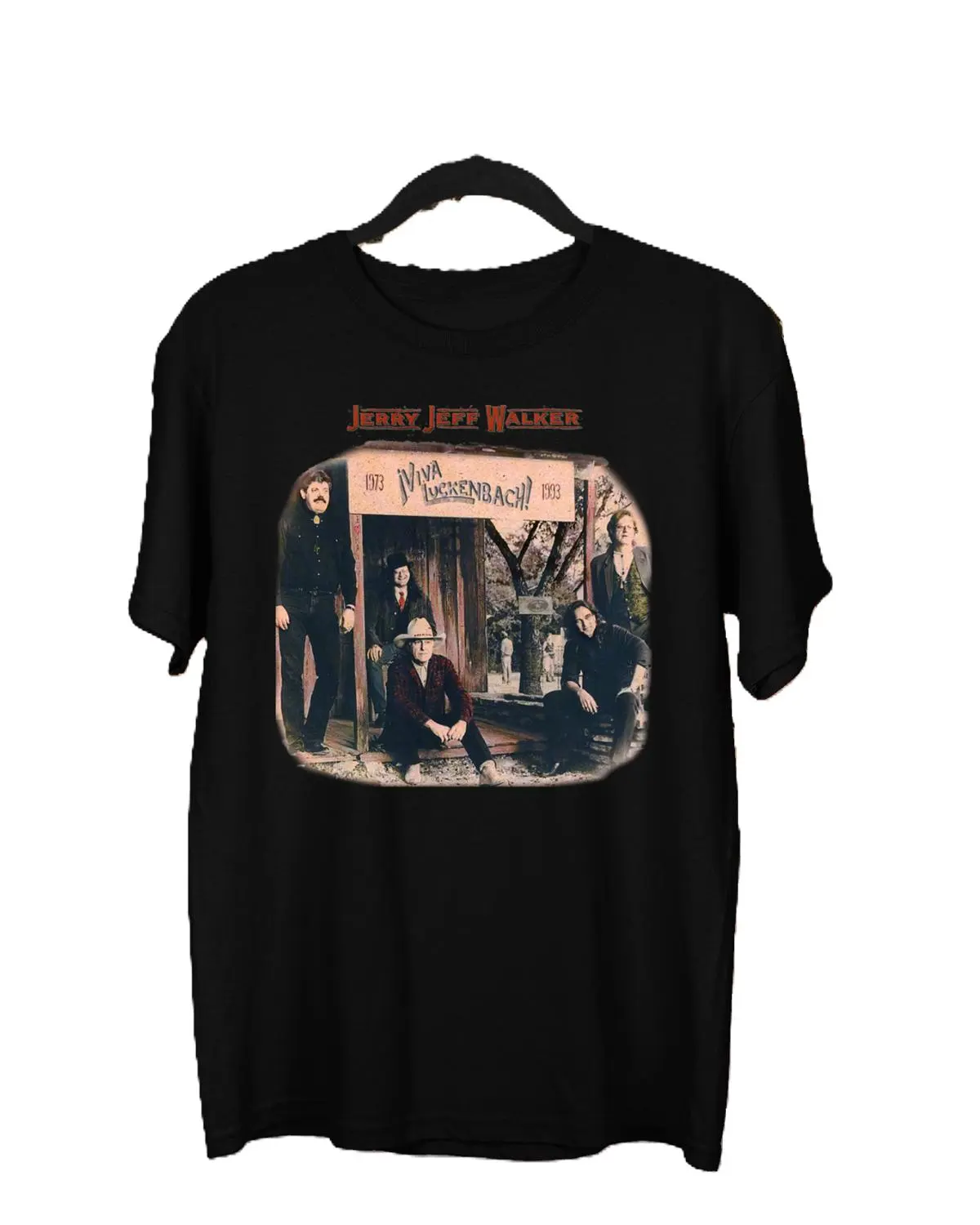 Retro 1973 1983 Jerry Jeff Walker Live Tour Shirt Black Unisex Cotton T-Shirt Menswear Top Tee