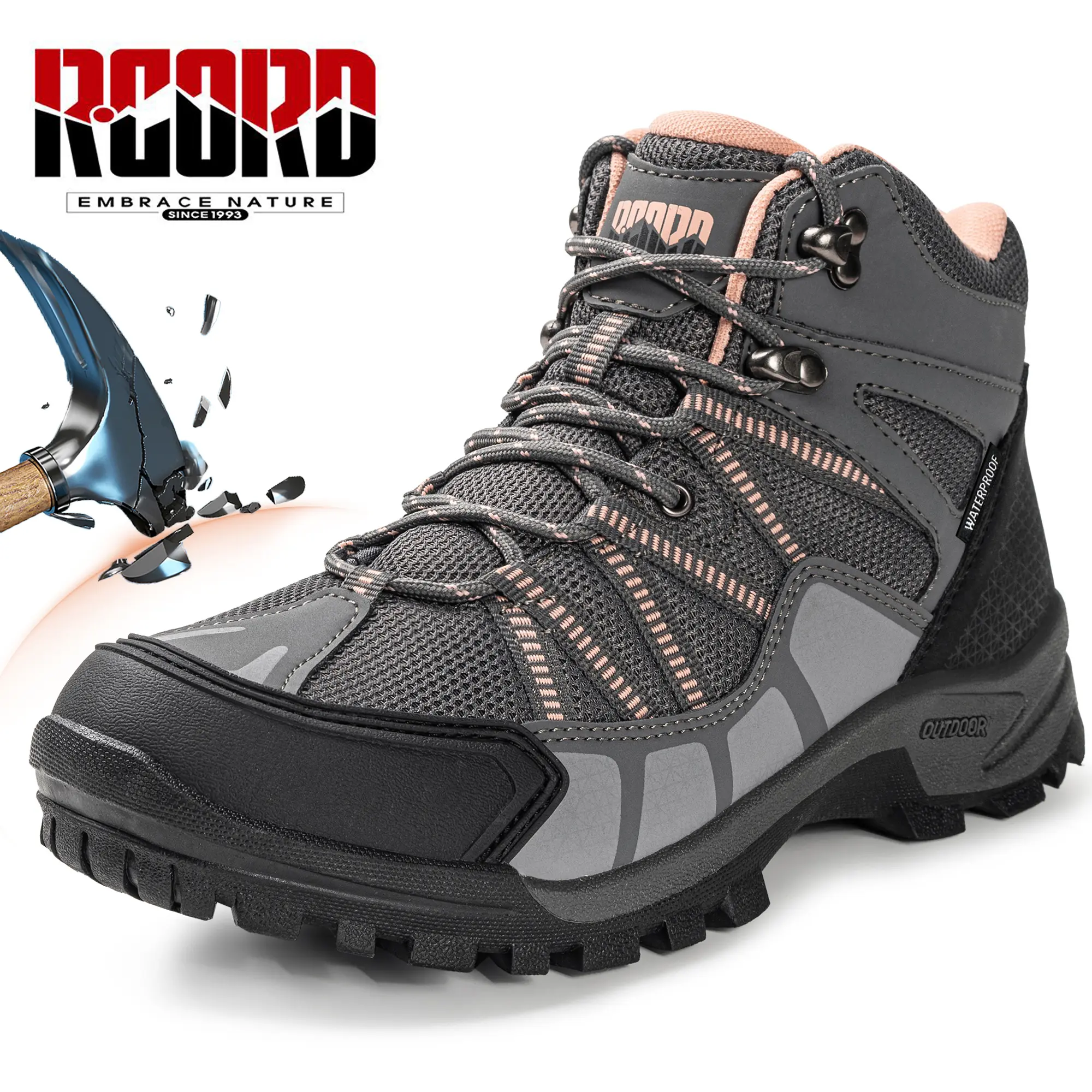 R CORD Steel Toe Shoes for Women Waterproof Safety Work Boots Non-Slip Steel Toe Boots for Women Composite Toe Boots Construction Boots
