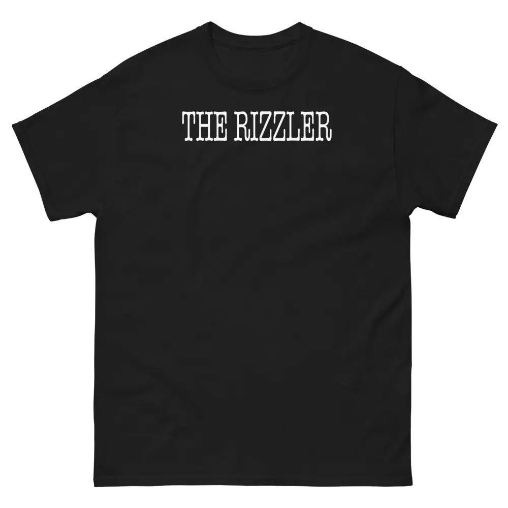 The Rizzler Graphic Tshirt for Men, 100% Cotton Short Sleeve Round Neck Tee, Structured Menswear for Streetwear, Top, Shortsleeve, Sport, Casual, Fabric, Classic Crew, Double Seams, Structured Cut, On-Demand Make, Graphic Print