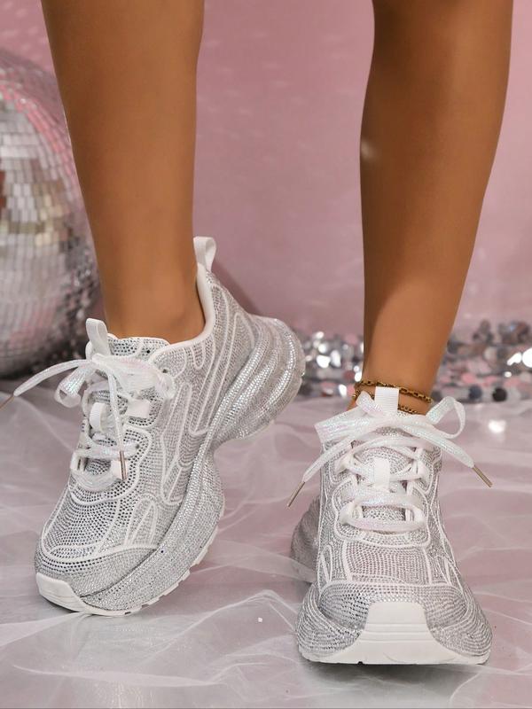 Dazzling Anklet Sneakers, Perfect for Night & Glam Style, Low Top Textile Shoes for All Seasons