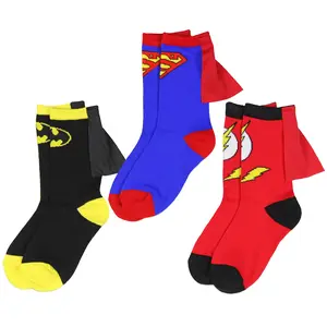 DC Comics Superhero Batman Superman The Flash Youth Boys Caped Crew Socks