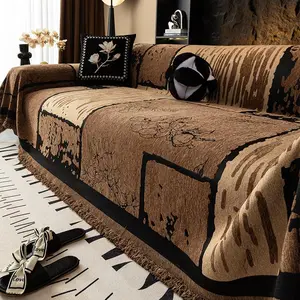 Classic French Style Sofa Cover with Tassel Decor, 1 Count Sofa Towel, Sofa Protector, Dust-proof Couch Cover for Home Living Room Bedroom Office, Sofa Slipcover