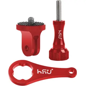 HSU Aluminum Camera Tripod Mount Adapter, 1/4"- 20 Camera Mount with Aluminum Thumbscrew, Tripod Adapter Compatible with Gopro/Sony/Sjcam/ Insta360 X4/X3/X2/X/RS/R and Other Cameras (Red) HSUTECH