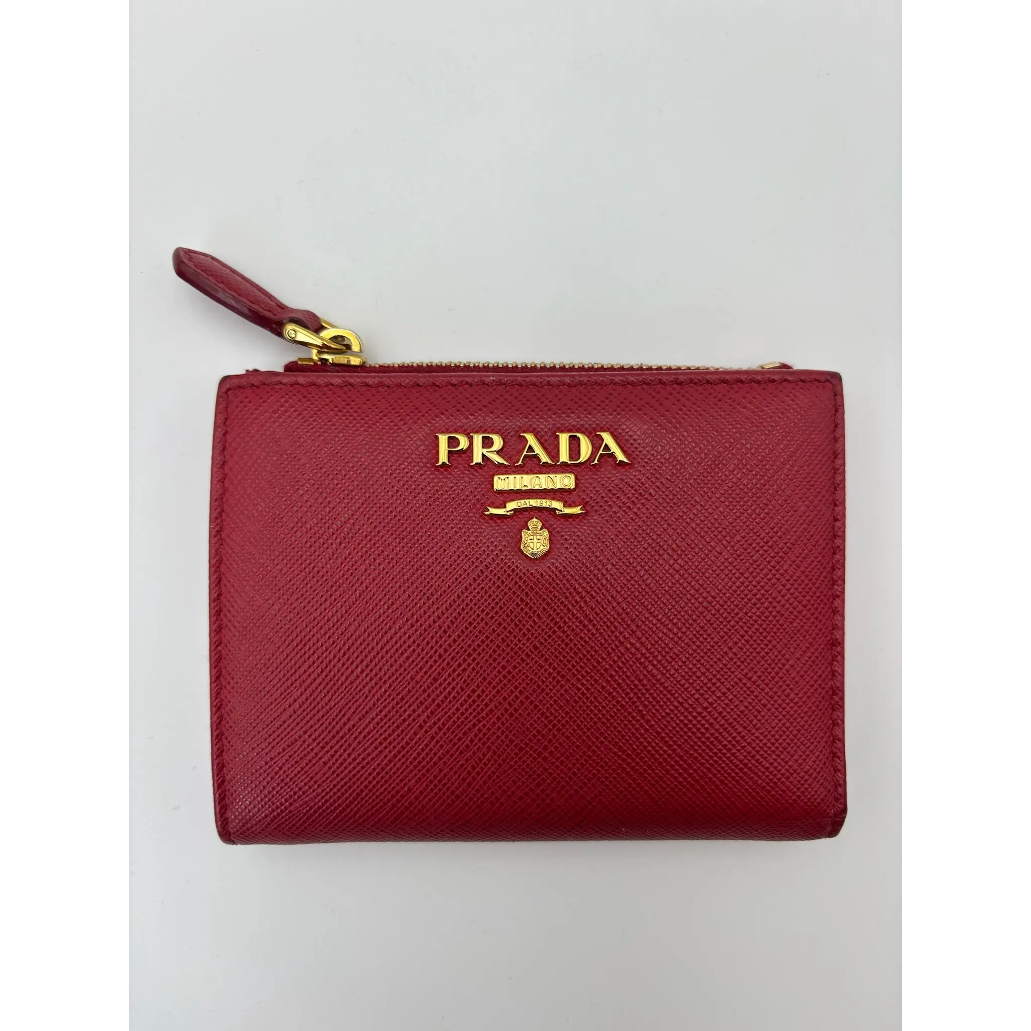 Pre-owned Leather Small Leather Goods Prada Red Saffiano Wallet