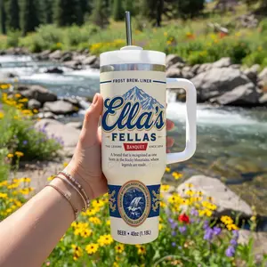 Ella’s Fellas Beer Stainless Steel Tumbler 40oz, Custom Brewery Style Travel Mug, 40oz Insulated Tumbler, Beer Lover Gift, Stainless Steel Drinkware