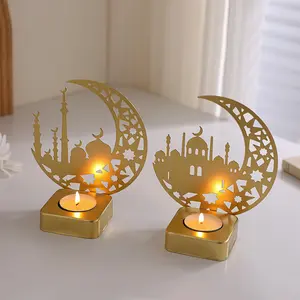 Star Moon Candle Holder, Islamic Mosque Design, Ramadan Desktop Decoration, Festival Atmosphere Decor, 1pc, Candle Stand