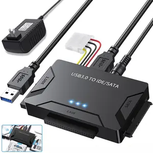 Hard Drive Reader USB 3.0 & Type C to SATA IDE Adapter, Internal Data Transfer Recovery Converter Kit with 12V/2A Power for 2.5"/3.5" SATA/IDE HDD SSD Hard Disk Internal Blu-ray Drive, up to 20TB