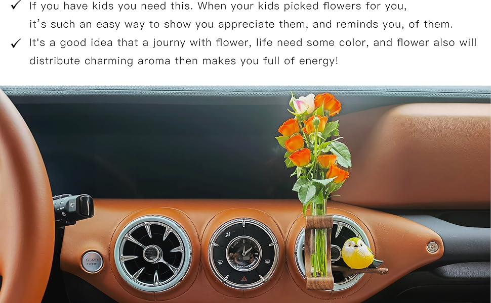 DIBMS Car Dashboard Decorations - Propagation Vase Vent Clip for Fresh/Dried Flowers, Plant Cuttings, Car Interior Aesthetics Decor Accessories - Gift for Plant Lovers, Women & Moms