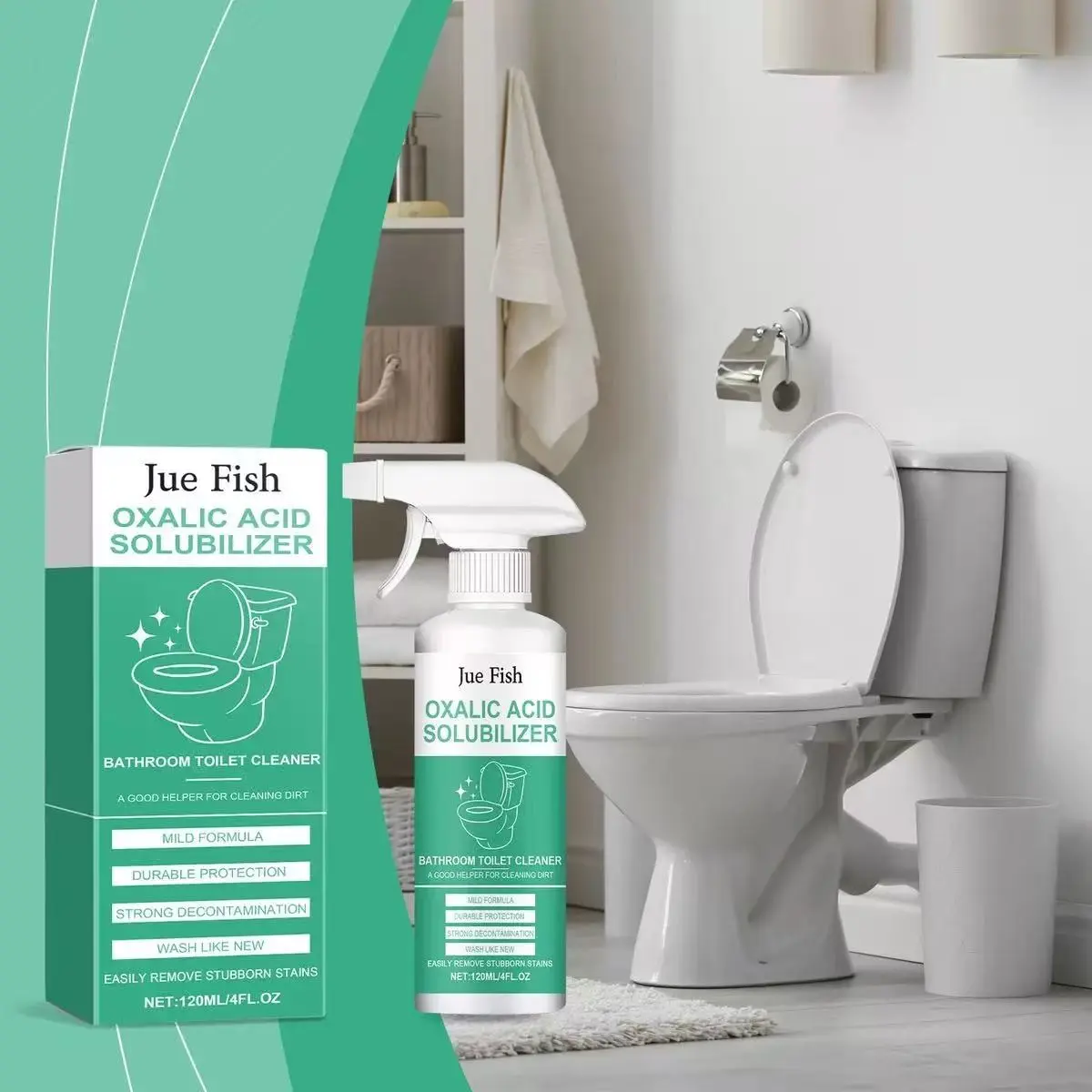 Jue Fish Toilet Cleaner, Multi-Effect Stain Remover, Bathroom Tile Cement Floor Cleaning Agent, Powerful Degreaser for Home Use