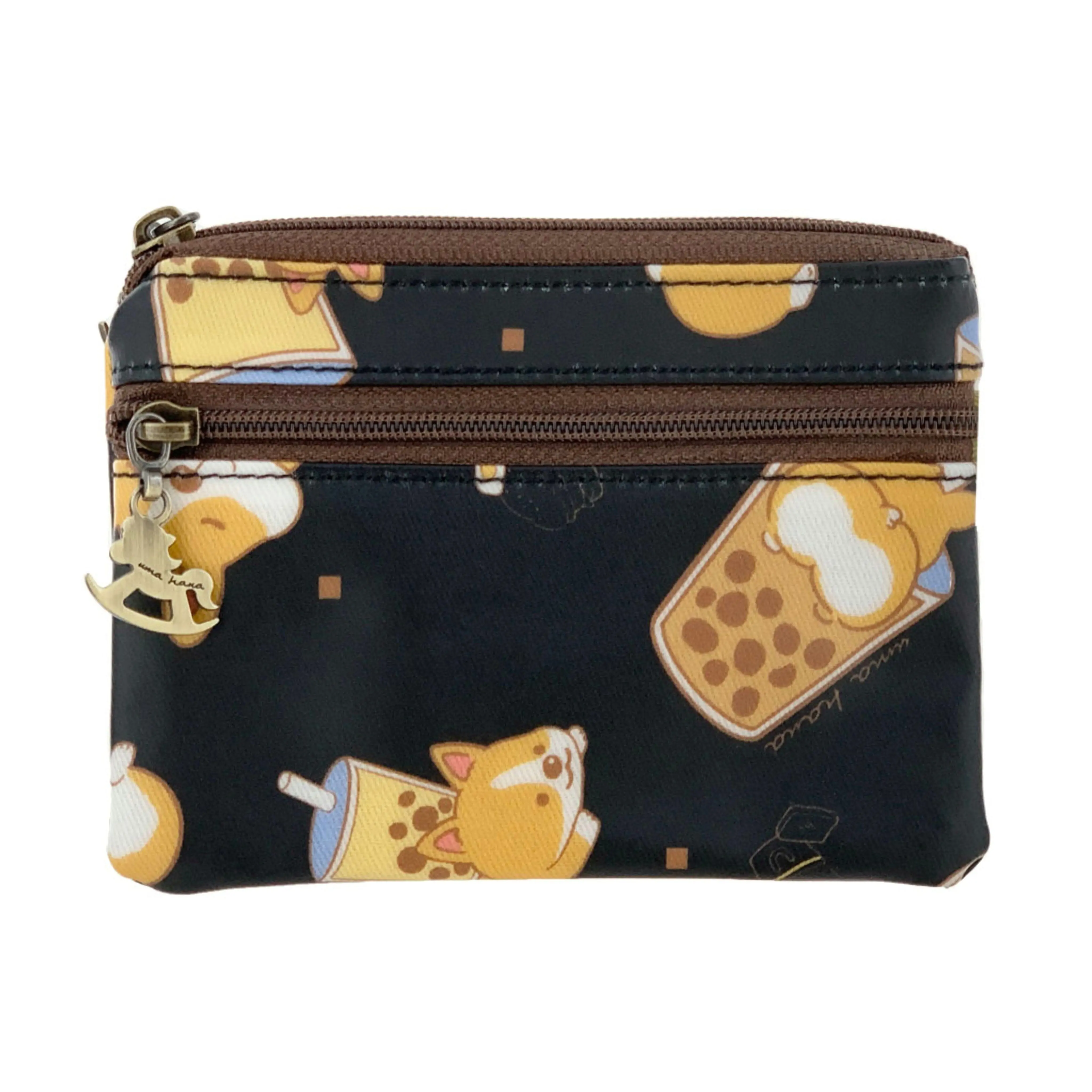 Black Bubble Tea Keychain Coin Purse