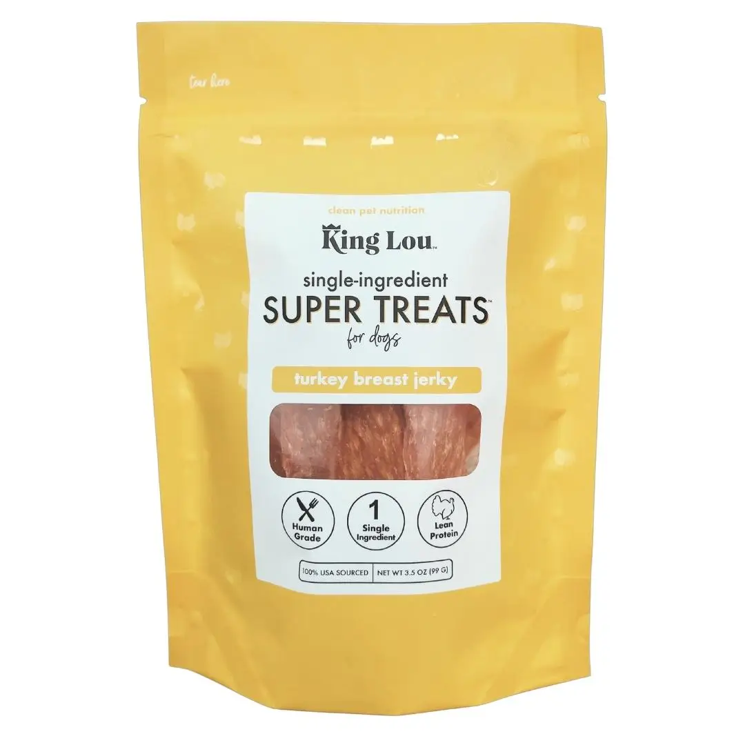 King Lou Turkey Breast Dog Treats - Single Ingredient, 100% USA, Rich in Lean Protein, Human-Grade, Hand-Made, Small Batch, Hypoallergenic, Training N