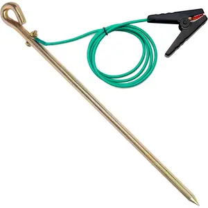 Portable Ground Rod with 6.5ft 12AWG UL Listed Grounding Wire with Crocodile Clip, Great for Electric Fences, Antennas, Generator and Ground Post Pin