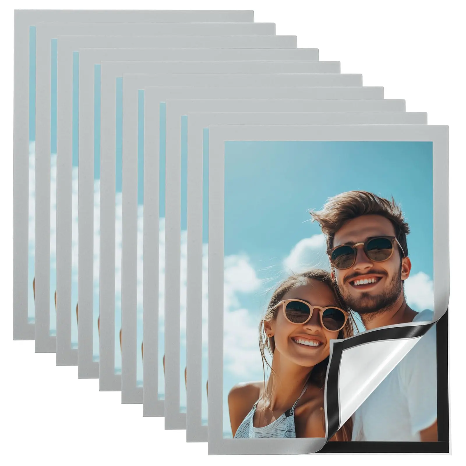 Picture Frame Fence, 10 Pcs Magnetic Signs Holder, for 8.5" x 11" Letter, Sturdy PVC Magnetic Document Holder, Magnetic Picture Poster Frame, Can Self-Adhesive Wall/Door/Window or Magnetic for Refrigerator, Mother's Day gifts