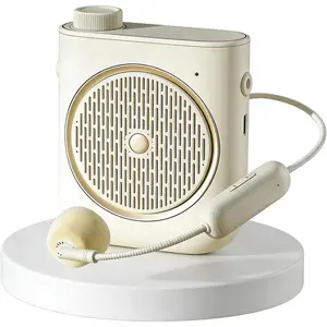 Voice Amplifier with  Microphone Headset, Voice Amplifier  Microphone for Teachers, Mini PA System Speaker, Portable Voice Amplifier for Classroom, Speech,Tour Guide (Cream)