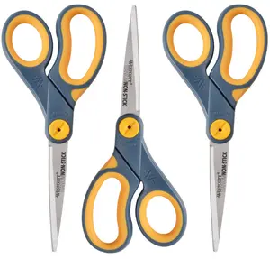 Westcott 8" Straight Titanium Bonded Non-Stick Scissors with Adjustable Glide Feature, 3 Pack