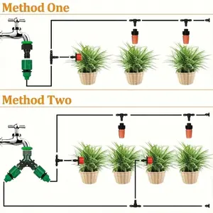 Portable Micro Irrigation System with Automatic Durable PVC Garden Watering Kit - Adjustable Flow Valve and Spray Nozzle, No Electricity Required for Outdoor Plant Care and Farmland Irrigation