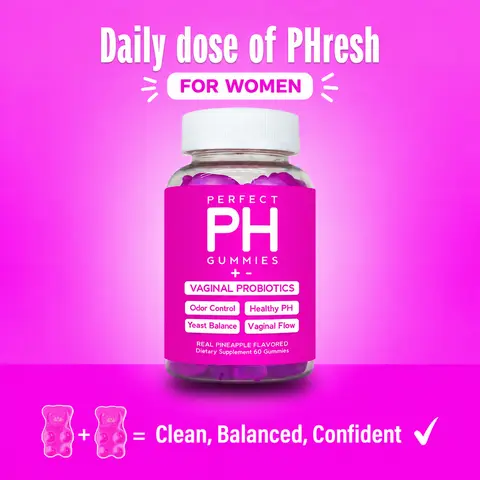 CBB Perfect pH Feminine Probiotic Edible Gummies - Gelatin-Free Chew Dietary Healthcare Supplements for Women’s pH & Vaginal Health, Bacillus Coagulans, Pineapple Flavor, 60 Pieces
